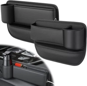 Car Accessories Seat Gap Filler Storage Box Phone Holder Organizer PU Leather - Picture 1 of 13