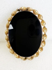 Vintage 12k Gold gefüllt Onyx Anstecknadel Brosche Anhänger - 1" x 1,5" 7,3g MARKIERT TT - Bild 1 von 3