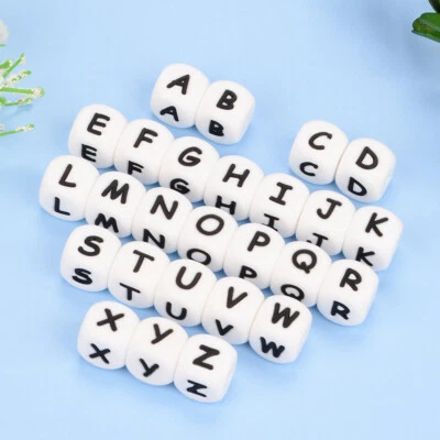 10 Pcs Alphabet Letter Silicone Jewellery Beads DIY Crafting Food Grade Quality - Image 1 of 4