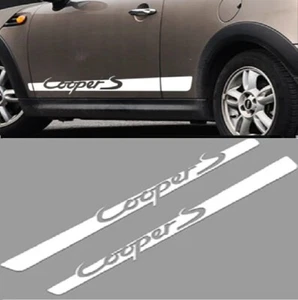 R56 MINI Cooper S MCS Seitenschweller Tür Racing Streifen Vinyl Aufkleber weiß - Bild 1 von 5