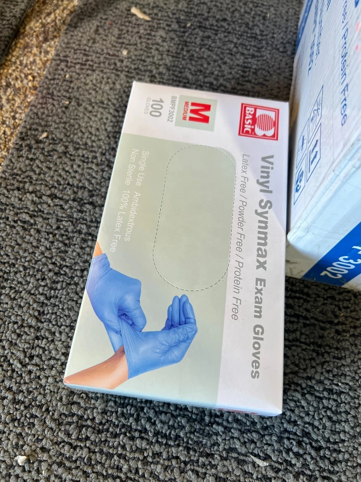 1000pcs Basic Vinyl Synmax Exam Gloves Medium Latex /powder /protein Fre