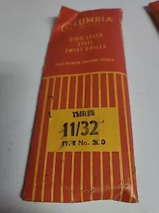 Columbia Schnellarbeitsstahl Spiralbohrer Typ 200 11/32 1 3er Pack NOS Vintage - Bild 1 von 3