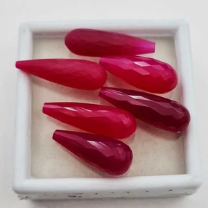 Natural Pink Onyx Top Drill Teardrop Cut Stone 6 Pcs Lot 8*25-9*21 MM 63 CT - Picture 1 of 3