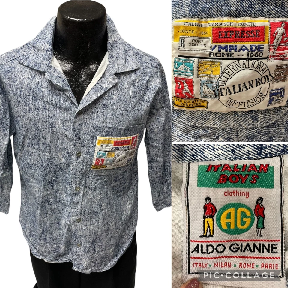 Vtg 80 90's Italian Boys Aldo Gianne ACID STONE WASH Streetwear SKATER Shirt S - Image 1 of 4