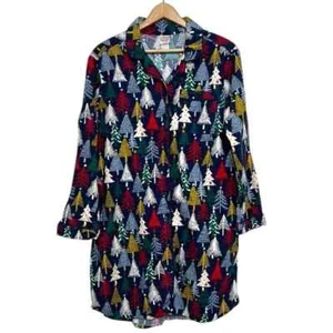 Pigiama donna Hanna Andersson taglia small camicia da notte bottoni davanti stampa albero - Foto 1 di 11