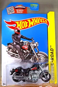 2015 Hot Wheels #82 HW Off-Road/HW Moto HARLEY-DAVIDSON FAT BOY Black w/MC3 SP - Picture 1 of 5