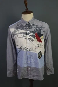 Desigual Slim Multicolor Big Logo Long Sleeve Button Down Shirt Size XXL - Picture 1 of 22
