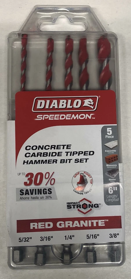 Diablo от Freud DMARG1220-S5 5 шт. SPEEDEMON красный гранитный твердосплавный наконечник (5 шт.) - Изображение 1 из 1