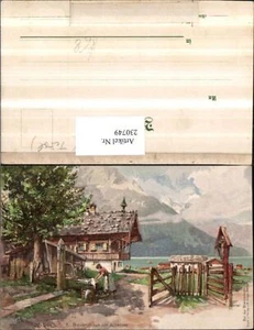 230749,Künstler Litho AK P. Schmohl Bauernhaus am Achensee b. Pertisau Wegkreuz - Picture 1 of 1