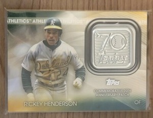 2021 TOPPS SERIES 2 #T70P-RH RICKY HENDERSON 70TH ANNIVERSARY LOGO PATCH CARD