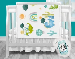 Baby Boy BOHO Dino Baby Blanket Blue Green - Picture 1 of 2
