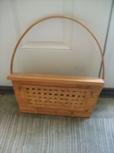 Cesta de madera de mimbre estante colgante HECHA A MANO. COLECCIONABLE - Imagen 1 de 5