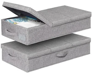 Under Bed Storage, 2 Pack Large Underbed Storage Containers with Lids, Foldable - Picture 1 of 9