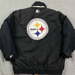 Vintage Pittsburgh Steelers STARTER Jacket NFL Football Coat Rougher Shape Sz L - Picture 1 of 16