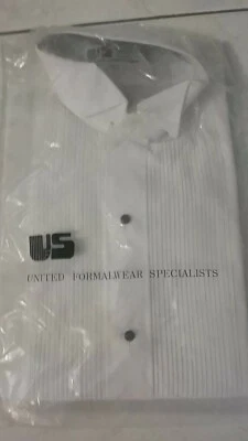 Camisa smoking masculina branca formal vintage nova com etiquetas nova na embalagem tamanho 10 - Imagem 1 de 4