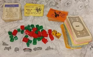 Vintage Rare 1936 Monopoly Game Pieces~ Tokens Cards Deeds Money Houses Hotels - Picture 1 of 5