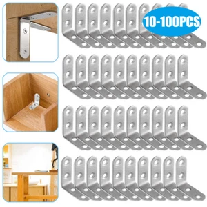 Lot Stainless Steel 90° Angle Corner Brackets Fastener Wall Brackets Hanger Sets - Picture 1 of 10