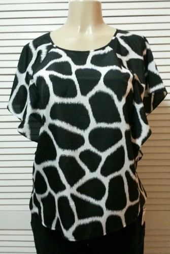 NUOVO! Camicetta Michael Kors manica svolazzante bianco nero taglia small*