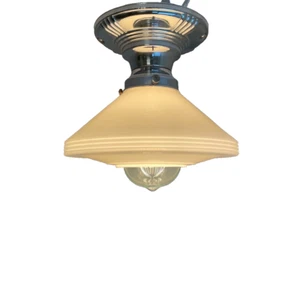 vintage milk glass shade Art Deco flush mount fixture - Picture 1 of 11
