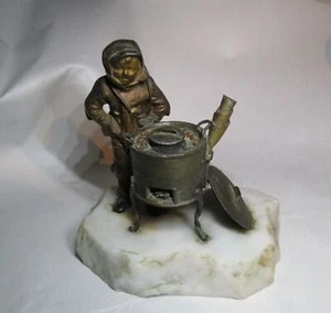 Franz Bergmann Österreich Bronze Miniatur Kastanienbräter Verkäufer - Bild 1 von 8