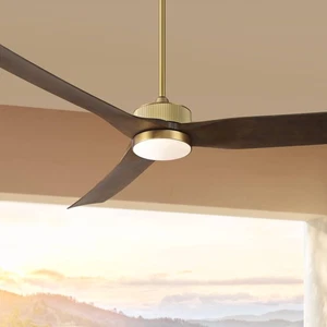 60" Casa Vieja Montage Soft Brass LED Damp Rated Fan with Remote 4911G - Picture 1 of 7