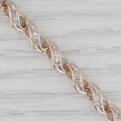 7CT Baguette Lab-Created Diamond Women's Tennis Bracelet 14K Yellow Gold Plated - Image 1 of 4