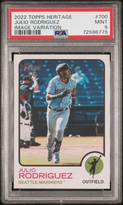 2022 TOPPS HERITAGE IMAGE VARIATION #700 JULIO RODRIGUEZ ROOKIE RC PSA 9 - Image 1 of 2