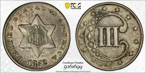 1852 P Silver Three Cent Pieces - Trimes PCGS MS-62 - Picture 1 of 5