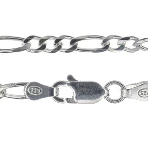 Sterling Silver Necklace Chain Figaro Stamped 925 Unisex - 28inch - 3mm - Picture 1 of 14