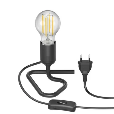 Tischlampe TRIN Lampen-Fassung Triangle Dreieck-Fuß schwarz Stecker Schalter + - Bild 1 von 4