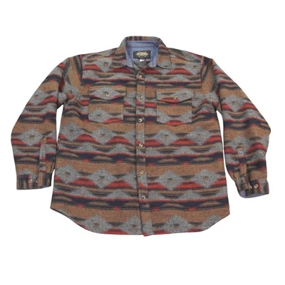 Guide Gear Wool Blend Shaket Mens Large Brown Shirt Aztec Southwest Jacket - Image 1 of 4