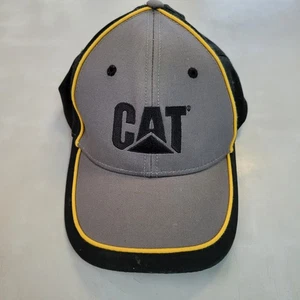 CAT Caterpillar Embroidered Logo Baseball Cap Hat Gray Black Yellow - Picture 1 of 6