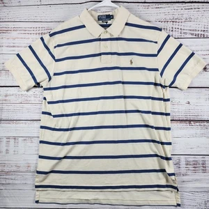 Polo Ralph Lauren Camisa Polo de Malla a Rayas para Hombre XL Azul Blanco Algodón Calce Clásico - Imagen 1 de 8