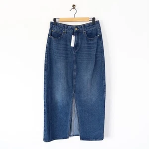 Karen Millen Denim Tailored Maxi Skirt Size 12 NEW Mid Blue Wash Midi - Picture 1 of 20