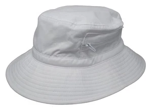 Bucket Hat w/Zipper Side Pockets (White, Large 59cm) - Picture 1 of 3