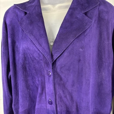 Genuine, Soft Suede, Purple shacket,tag = Small See Photos Medium roomie Up Top - Image 1 of 4