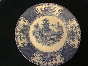 Allertons English Flow blau Transferware Chinoiserie Mittagessen Teller Vintage - Bild 1 von 2
