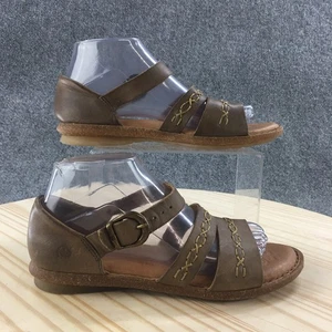 Sandalias Born para mujer 7 M sin cordones de cuero marrón punta abierta informales cómodas F25222 - Imagen 1 de 17