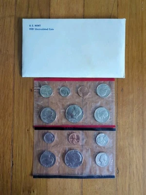 NEW 1981 United States Mint Uncirculated Coin Set US w/ Envelope - Image 1 of 2