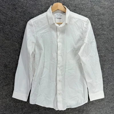 Camisa Calvin Klein Niños 18 Blanca Abotonada Calce Ajustado Elastizada Manga Larga Regular Foto 1 de 4