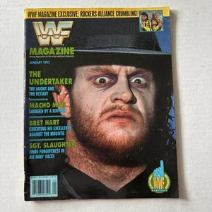 WWF MAGAZINE NM EARLY UNDERTAKER JANUARY 1992 MACHO MAN BRET HART SLAUGHTER - Picture 1 of 6