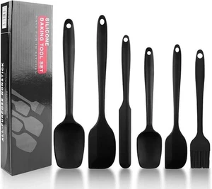 Magrimaxio Set di 6 Spatola Silicone Nero da Cucina utensili Pasticceria, Spatol - Foto 1 di 7