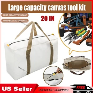 20in Large Capacity White Waterproof Wide Mouth Tool Bag Heavy Duty Storage Case - Picture 1 of 18