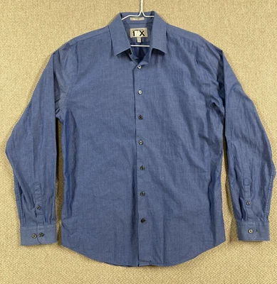 Camisa Express Para Hombres 1MX Abotonada Talla Grande 15-15.5 Azul Ajustada Manga Larga Foto 1 de 4