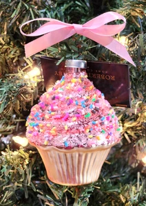 Rosa Cupcake Regenbogen Streusel Glas Christbaumschmuck 4" Essen Laune SCHÖN - Bild 1 von 8