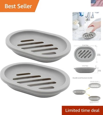 Paquete de 2 Jaboneras con Drenaje, Soporte y Ahorrador de Jabón, Fácil Limpieza, Secado, Detener Mu... Foto 1 de 4