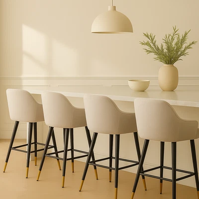 Zurich Modern Velvet Padded Bar Stool Chair with Black Metal Legs - Image 1 of 3