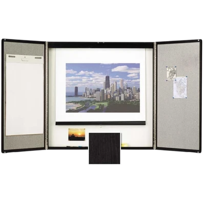 Quartet Conference Room Cabinet with Porcelain Writing Surface 4 x 4 Feet, Black — 第 1/2 张图片