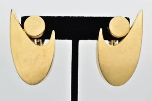 Pendientes Lee Wolfe Vintage Gruesos Clip Oro Cepillado Mate Grueso Firmado 9I - Imagen 1 de 12