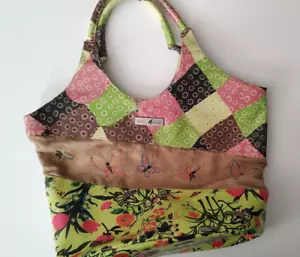 ISABELLA'S JOURNEY Vintage Mixed Media Embroidered Butterfly Batik Handbag - Picture 1 of 9